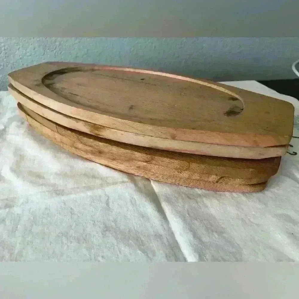 VTG lot steak aluminum plates and wooden bases Made in Japan - Picture 11 of 14